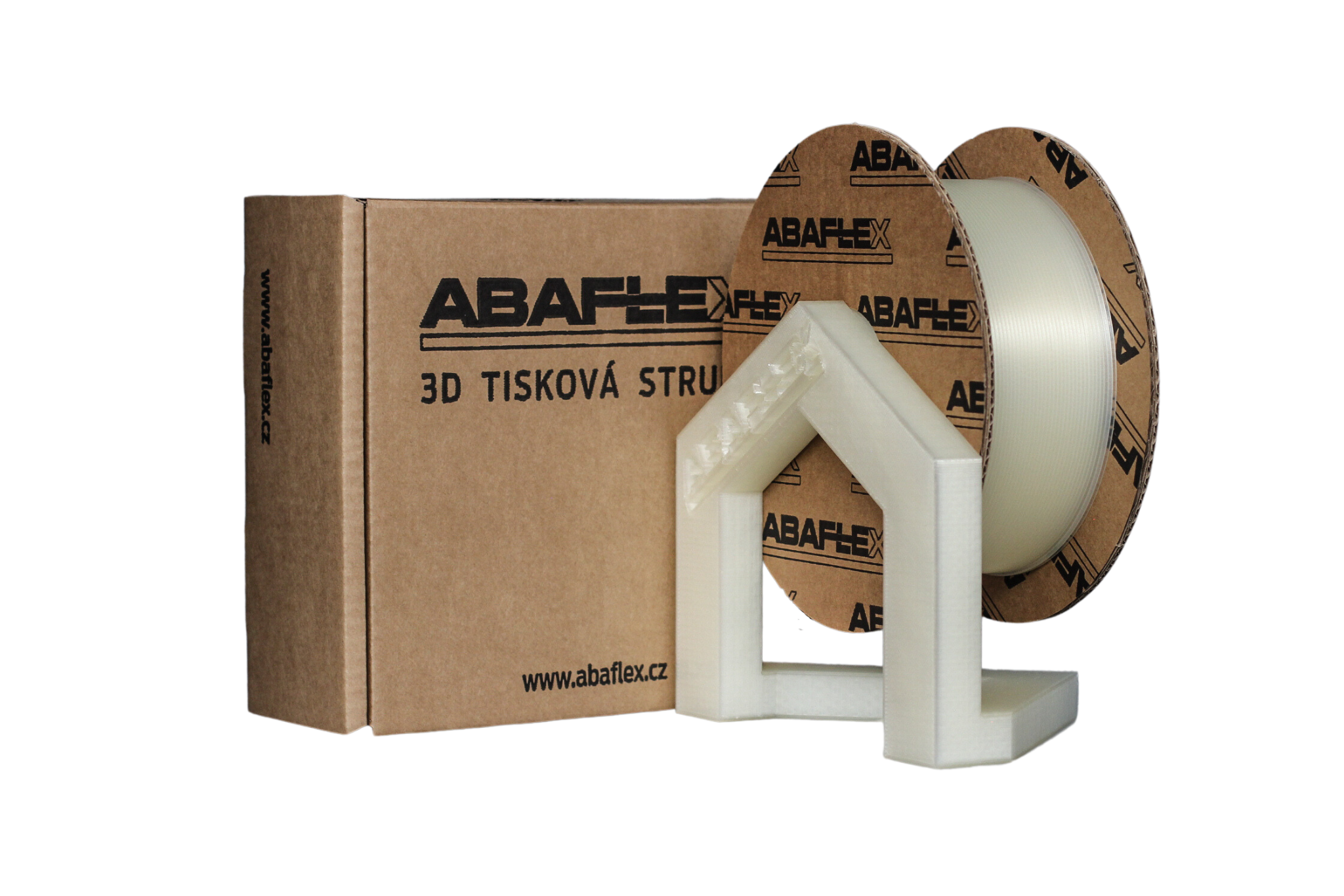 VÝPRODEJ: PLA filament ABAFLEX natural, 1.75 ± 0.019 mm, 750g, cívka 84mm